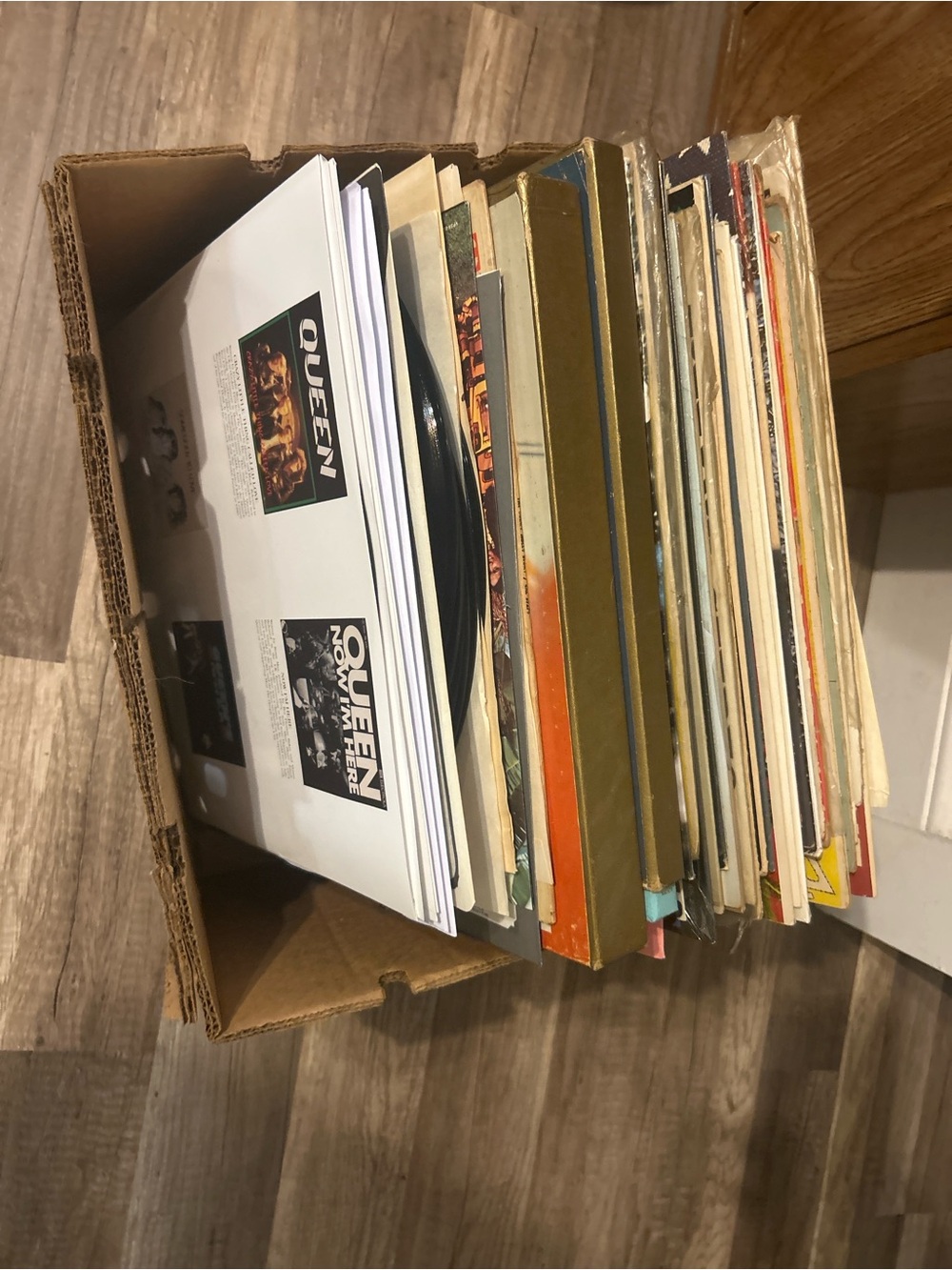 Box of Vintage Vinyl Records - Multi Color